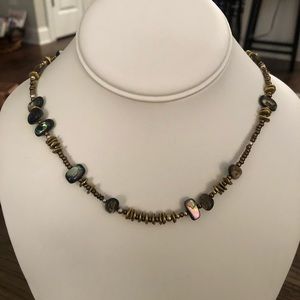 Silpada Retired Abalone, Brass, & Silver Necklace